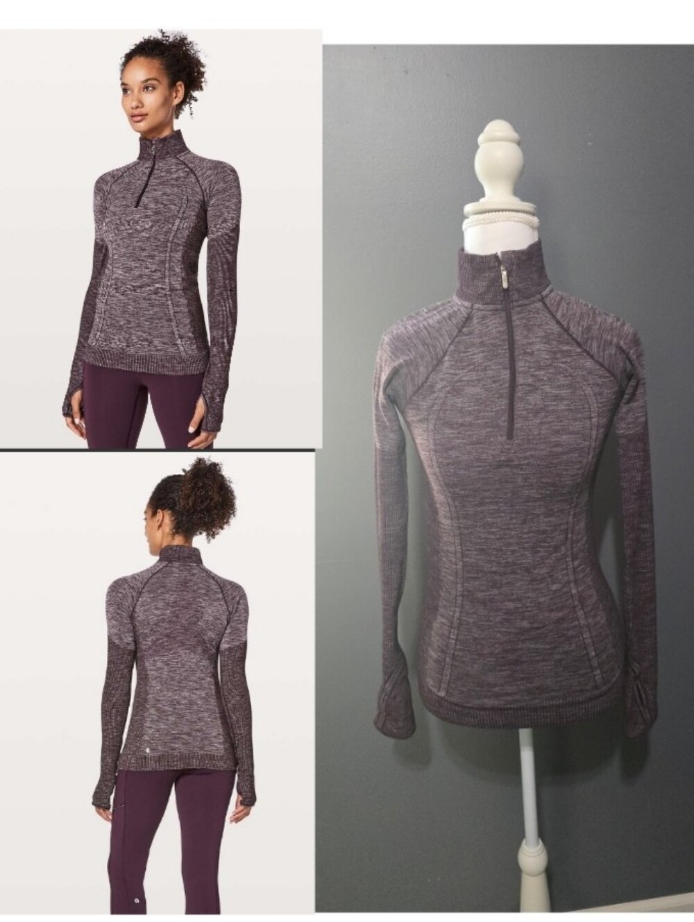 Lululemon Swiftly Merino Wool 1/2 Zip In Dark Adobe